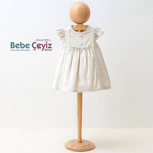MYMİO BABY Elbise Keten Nakışlı