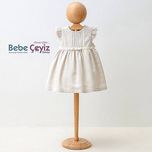 MYMİO BABY Elbise Keten Nakışlı - 2