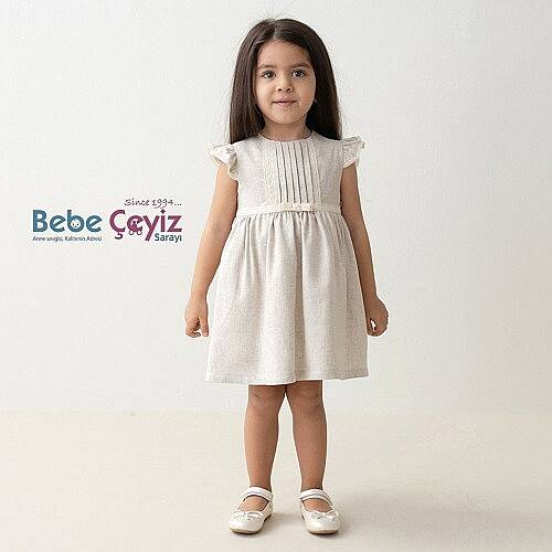 MYMİO BABY Elbise Keten Nakışlı - 1