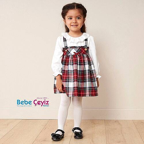 MYMİO BABY Elbise Kırmızı-Beyaz Ekose - 3