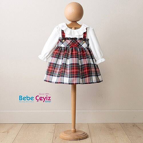 MYMİO BABY Elbise Kırmızı-Beyaz Ekose - 2