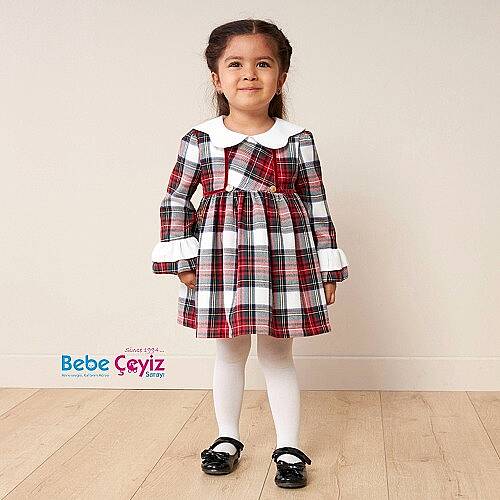 MYMİO BABY Elbise Kırmızı-Beyaz Ekose - 3