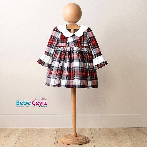 MYMİO BABY Elbise Kırmızı-Beyaz Ekose - 2
