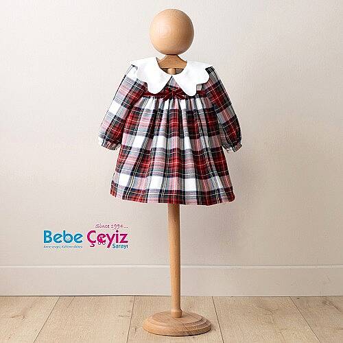 MYMİO BABY Elbise Kırmızı-Beyaz Ekose - 2