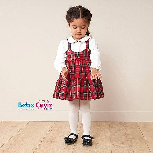 MYMİO BABY Elbise Kırmızı Ekose - 3