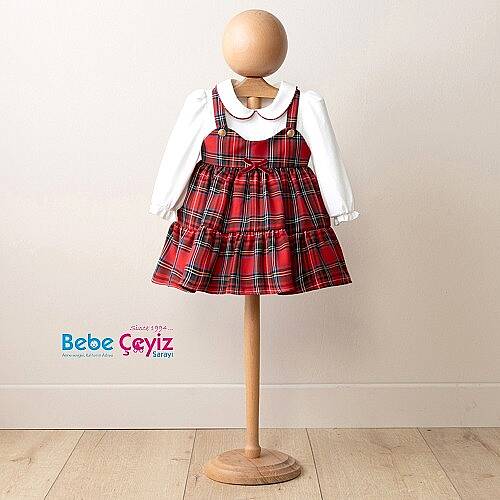 MYMİO BABY Elbise Kırmızı Ekose - 2