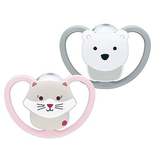 NUK Emzik PM Air 2'li 6-18 ay Gri/Pembe Kız - 2