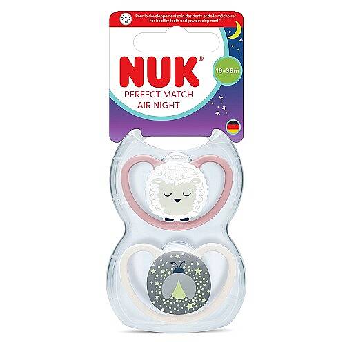 NUK Emzik PM Air Night 2li Gece 18-36 ay Pembe Kız