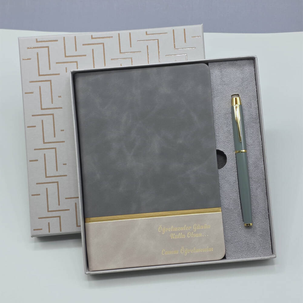 Öğretmenler Gününe Özel Deri Defter Ve Kalem Set - 1