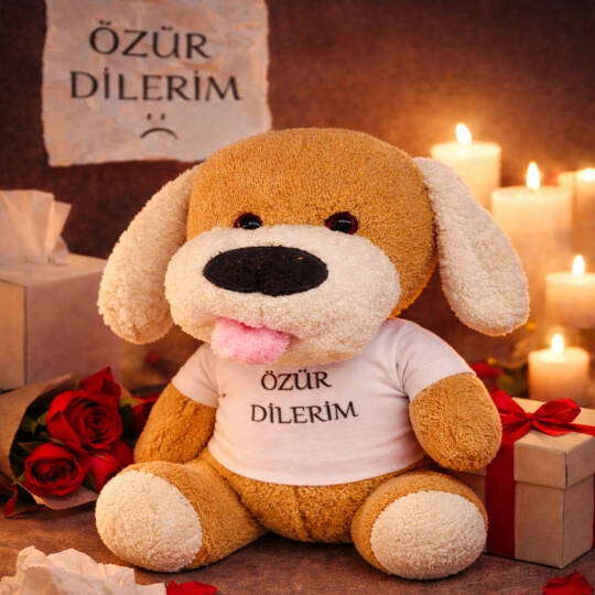 Özür Dilerim Tişörtlü Peluş Oyuncak Köpek