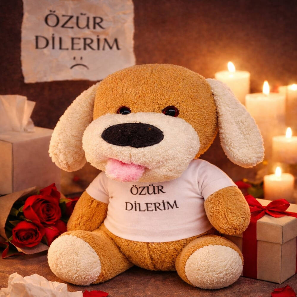Özür Dilerim Tişörtlü Peluş Oyuncak Köpek - 1