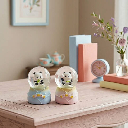 Panda Tasarımlı Işıklı Küçük Boy Kar Küresi