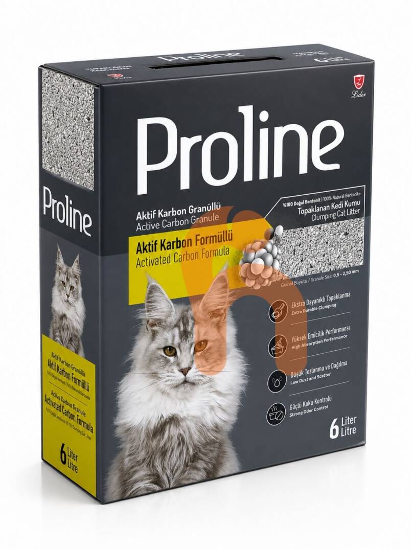 Proline Aktif Karbon Granüllü Bentonit Kedi Kumu 6 Litre - 1