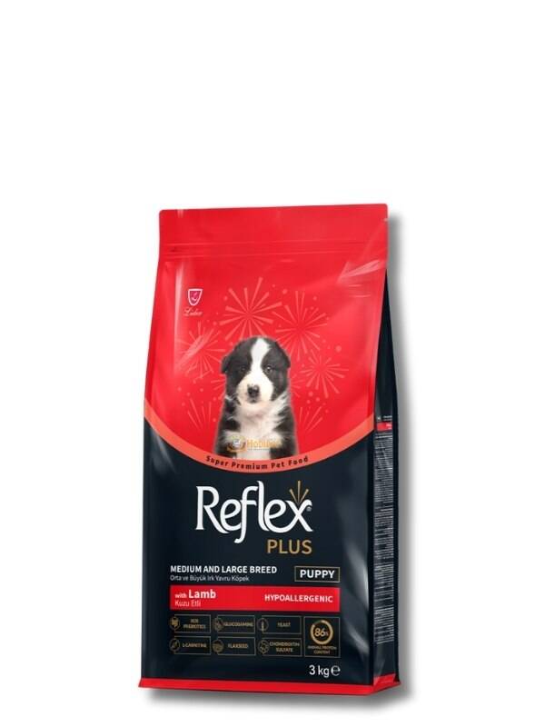 Reflex Plus Kuzu Etli Orta ve Büyük Irk Yavru Köpek Maması 3 kg - 1