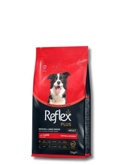Reflex Plus Kuzu Etli Orta ve Büyük Irk Yetişkin Köpek Maması 3 kg