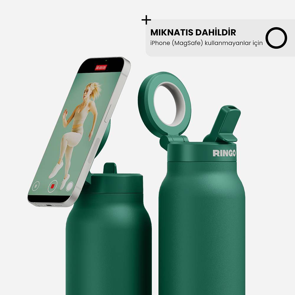 Ringo Pro Pipetli, Telefon Tutuculu Termal Çelik Termos 710 ML - 63