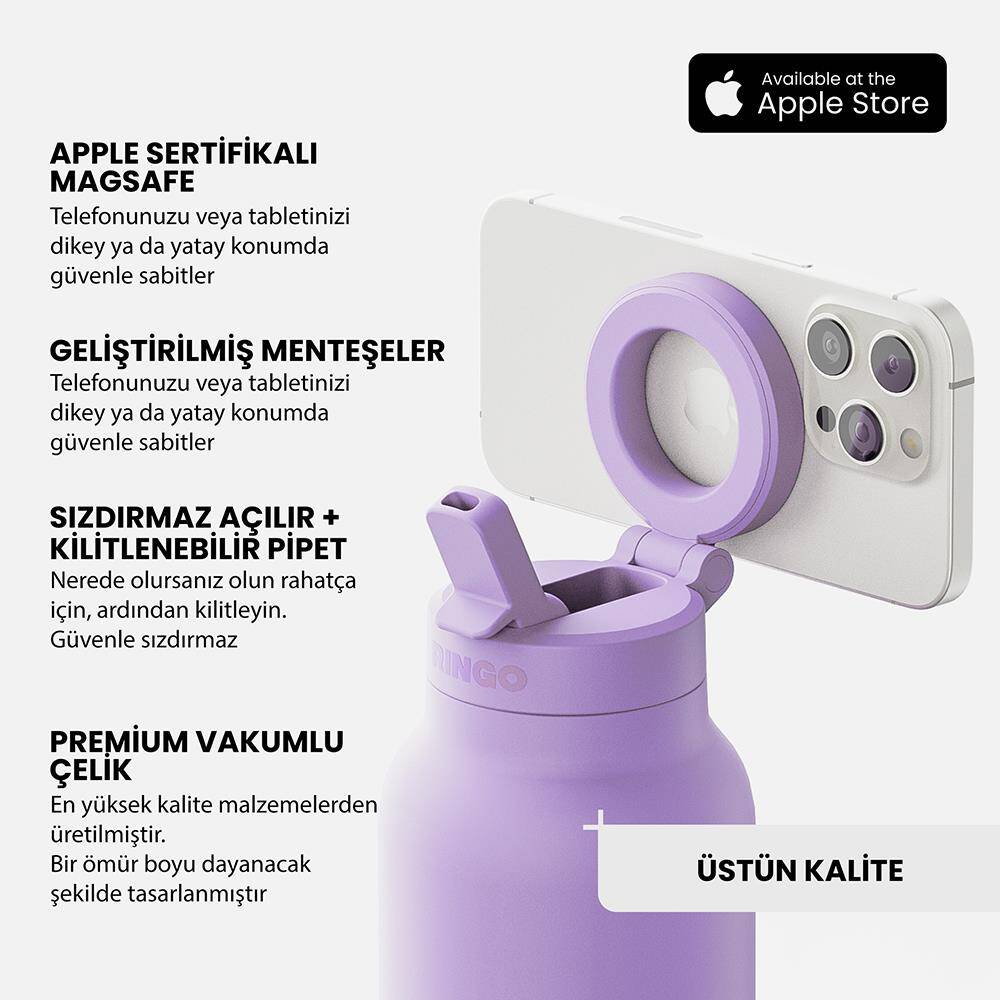 Ringo Pro Pipetli, Telefon Tutuculu Termal Çelik Termos 710 ML - 24
