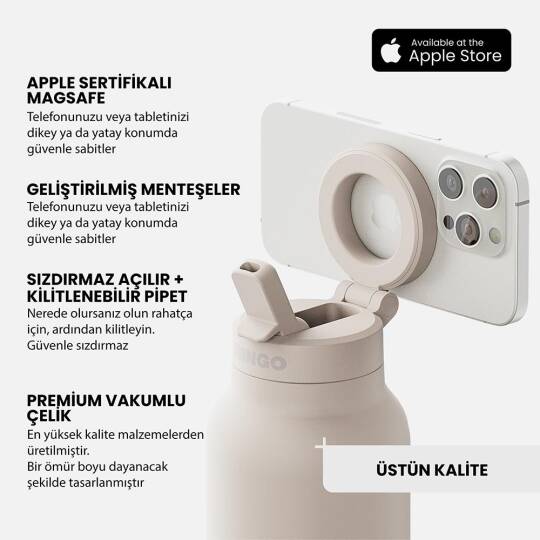 Ringo Pro Pipetli, Telefon Tutuculu Termal Çelik Termos 710 ML - 23