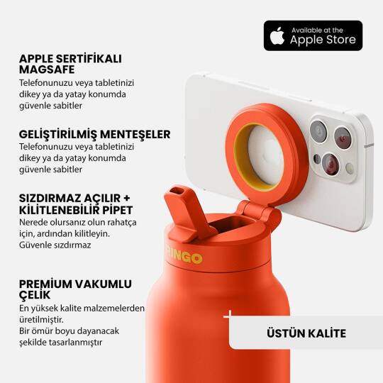 Ringo Pro Pipetli, Telefon Tutuculu Termal Çelik Termos 710 ML - 19