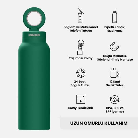Ringo Pro Pipetli, Telefon Tutuculu Termal Çelik Termos 710 ML - 6