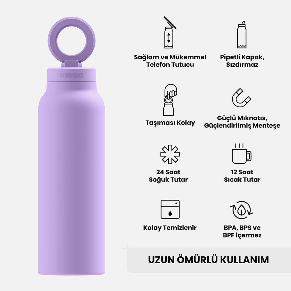 Ringo Pro Pipetli, Telefon Tutuculu Termal Çelik Termos 710 ML - 5