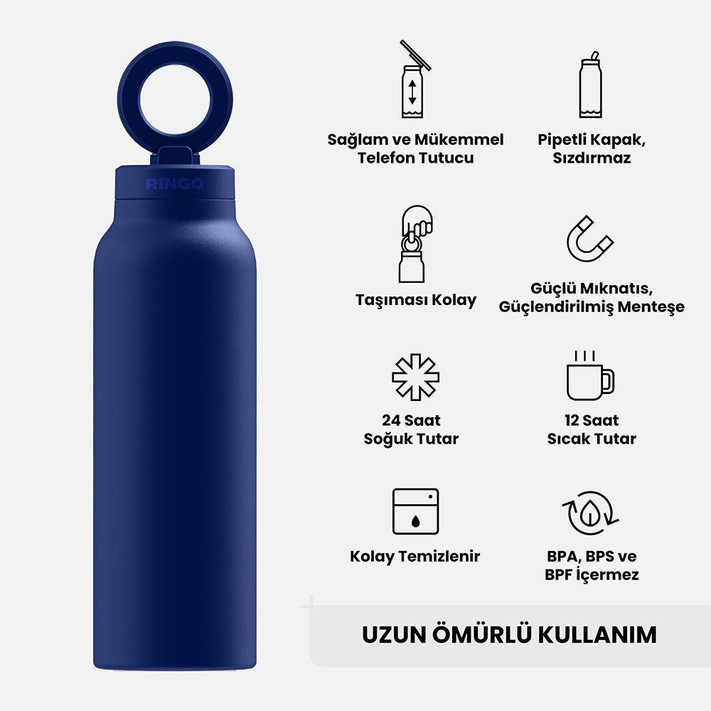 Ringo Pro Pipetli, Telefon Tutuculu Termal Çelik Termos 710 ML - 3