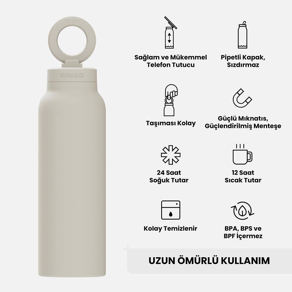 Ringo Pro Pipetli, Telefon Tutuculu Termal Çelik Termos 710 ML - 2