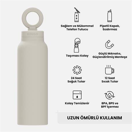 Ringo Pro Pipetli, Telefon Tutuculu Termal Çelik Termos 950 ML