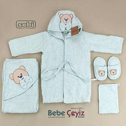SEBİ PRİME Ayı Desen Bornoz Set - 3