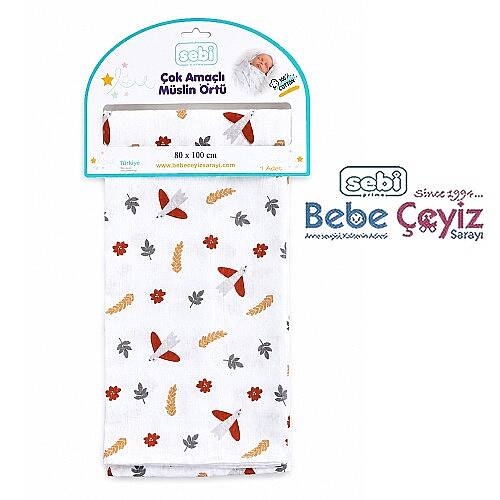 SEBİ PRİME Desenli Müslin Örtü - 10