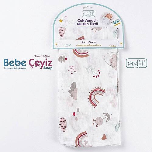 SEBİ PRİME Desenli Müslin Örtü - 9