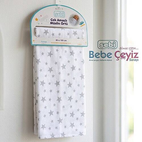 SEBİ PRİME Desenli Müslin Örtü - 8