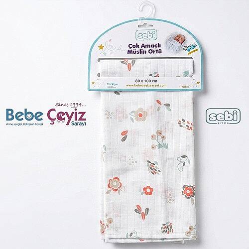 SEBİ PRİME Desenli Müslin Örtü - 7