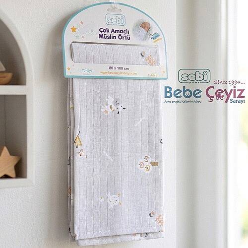 SEBİ PRİME Desenli Müslin Örtü - 6