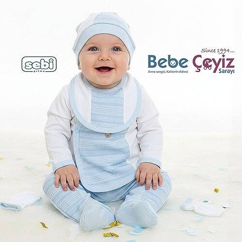SEBİ PRİME Düğme Yakalı 5'li Hastane Çıkışı Mavi