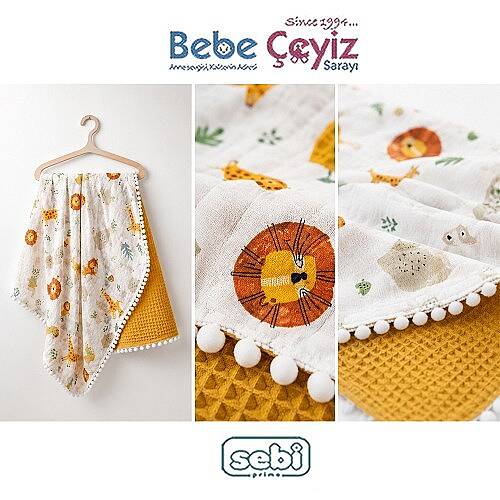 SEBİ PRİME Ponponlu Müslin Çift Kat Battaniye - 4