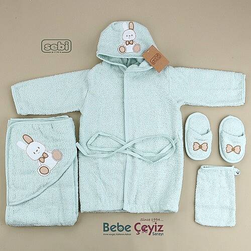 SEBİ PRİME Tavşan Desen Bornoz Set - 8