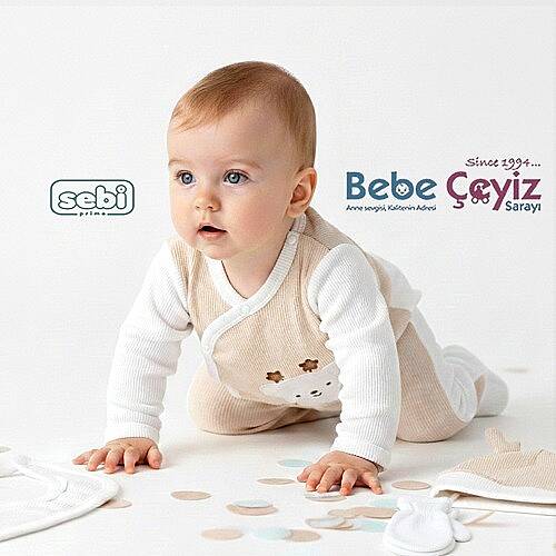 SEBİ PRİME Waffle Kumaş Yıldızlı Ayılı 5'li Hastane Çıkışı