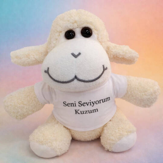 Seni Seviyorum Kuzum Tişörtlü Peluş Kuzu