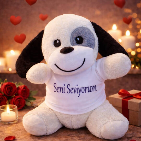 Seni Seviyorum Tişörtlü Sevimli Peluş Köpek