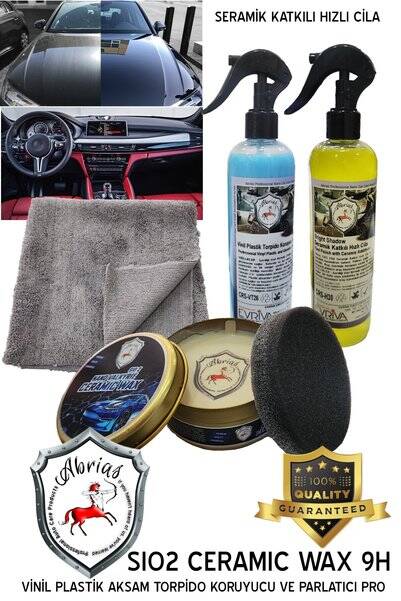 Seramik Wax Seramik Katkılı Hızlı Cila Vinil Plastik Torpido Koruyucu Ve Parlatıcı Set - 3