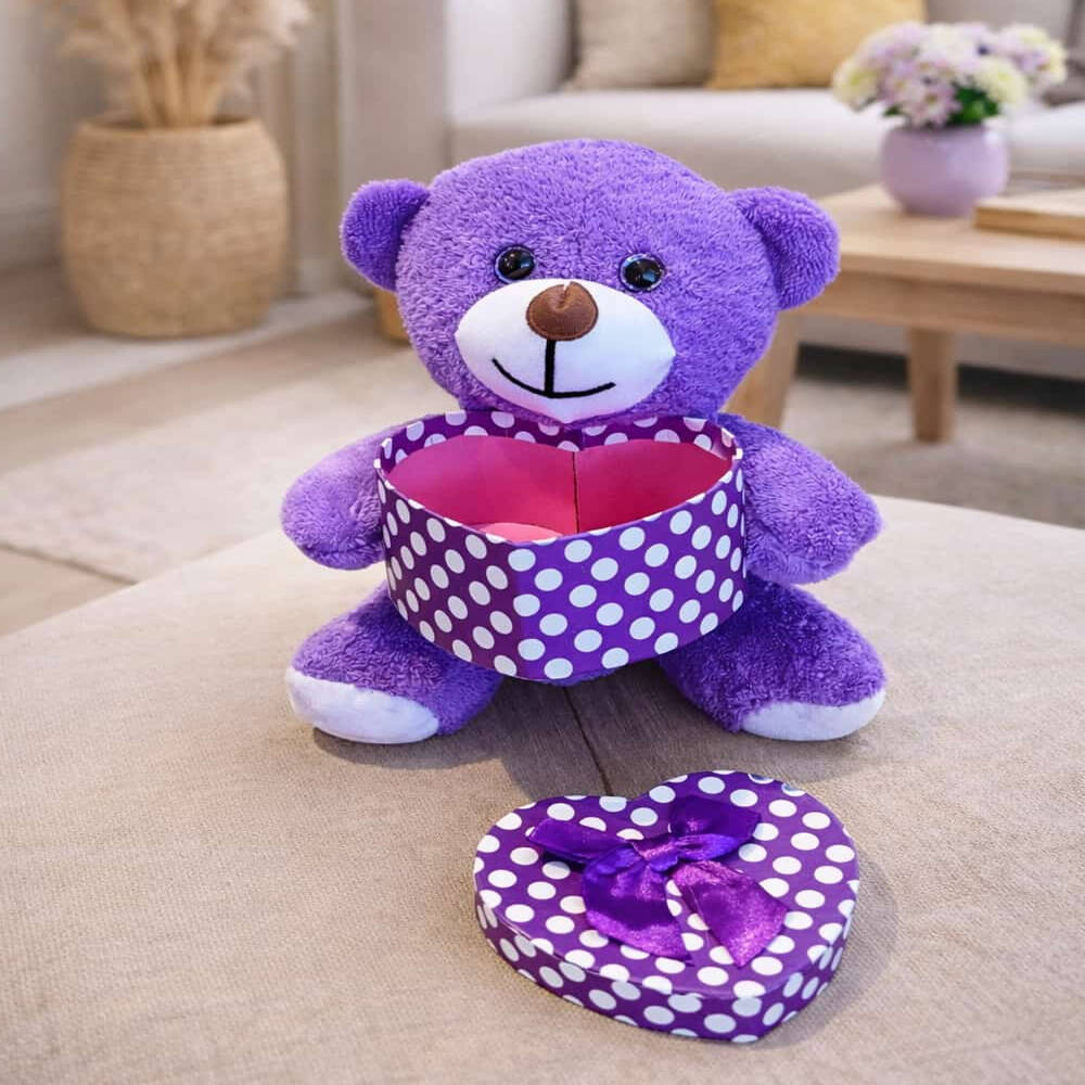Sevimli Kalp Kutulu Peluş Ayıcık - 2
