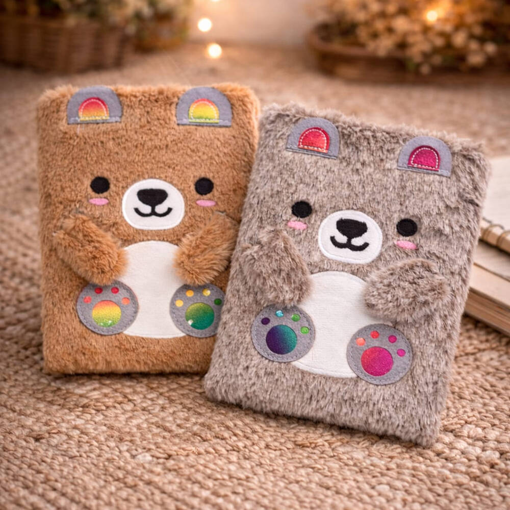 Sevimli Peluş Çizgili Defter - 1