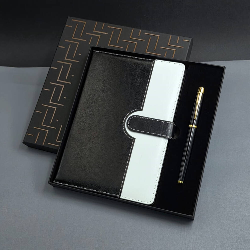 Siyah Beyaz Tarihsiz Ajanda Defter Kalem Seti - 1