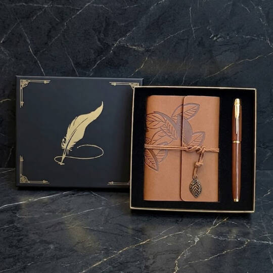 Taba Deri Defter ve Kalem Set
