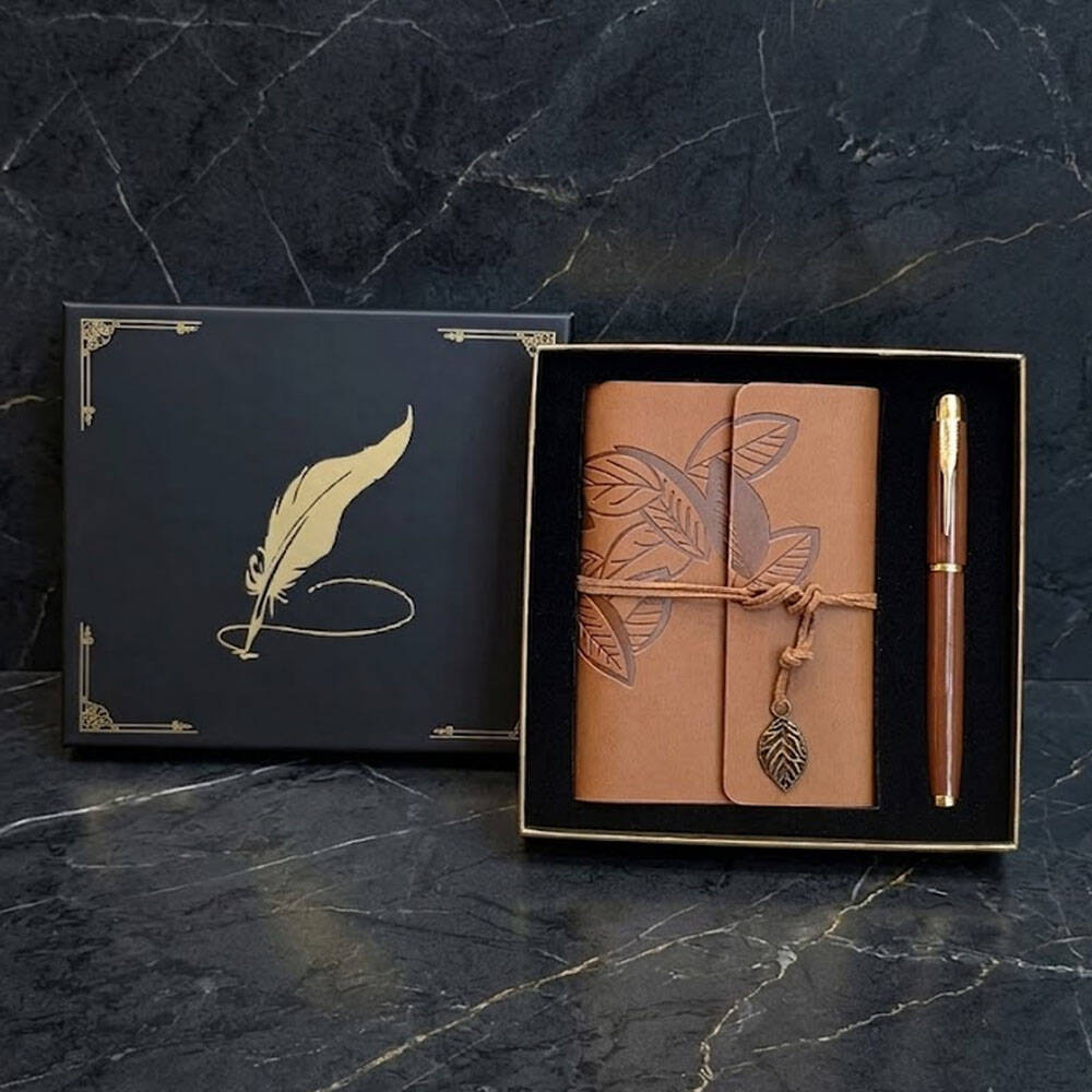 Taba Deri Defter ve Kalem Set - 1
