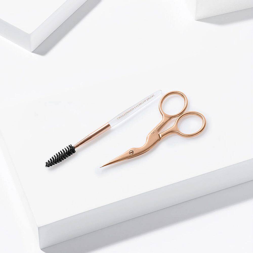 TWEEZERMAN Brow Scissors & Brush Rose Gold Rose Gold Kaş Makası ve Fırçası - 4