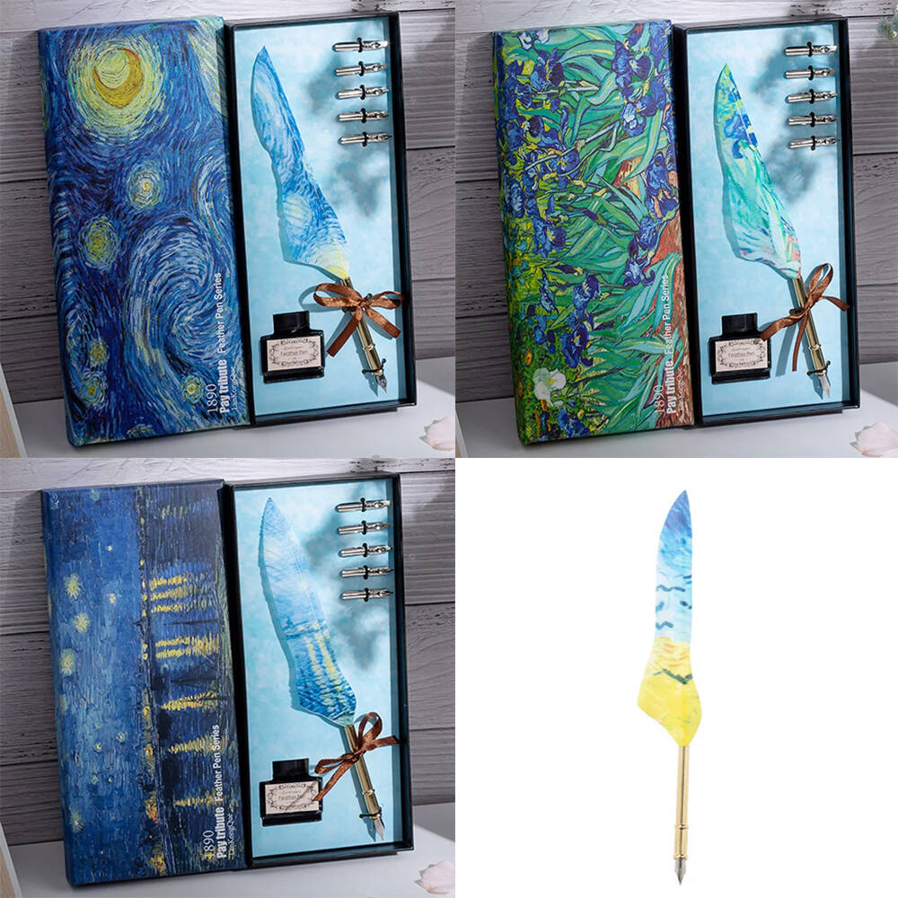 Vang Gogh Temalı Tüylü Divit Kalem Seti - 2