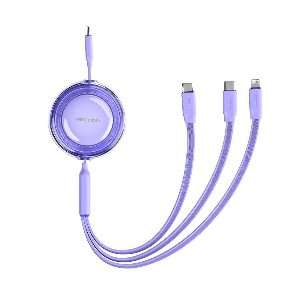 Vention 100W 5A Makaralı Şarj ve Data Kablosu TRK Mor - 2