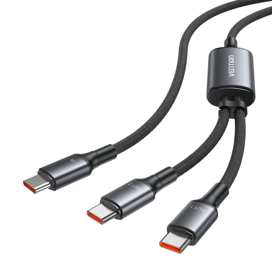 Vention 140W 5A Örgülü İkili Hızlı Şarj Kablosu TRU Siyah - 2
